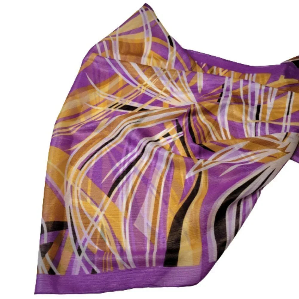 Purple Geometric Print Rectangular Scarf - Picture 5 of 6